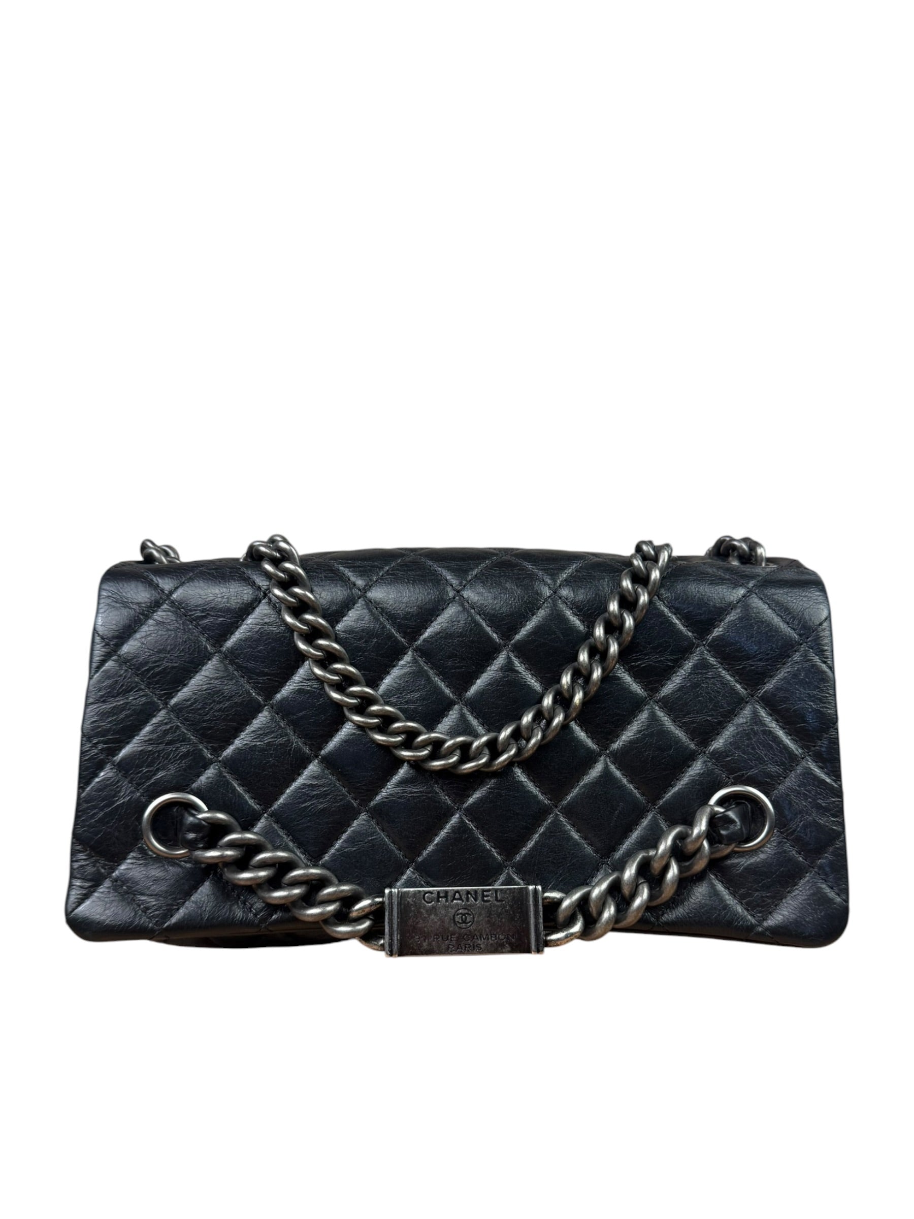 Chanel Black Leather Quilted Leather 31 Rue Cambon Flap Bag 2014