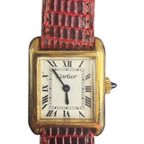 Cartier Tank White Roman Dial Red Strap 1970's