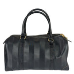 Fendi Grey/Black Leather Striped Boston Bag