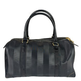 Fendi Grey/Black Leather Striped Boston Bag