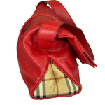 Burberry Red Leather Haymarket Check Shoulder Bag