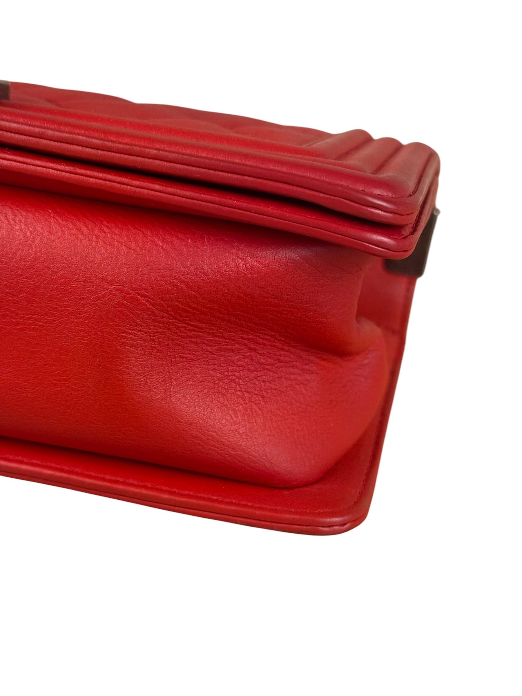 Chanel Red Leather Boy Flap Shoulder Bag -2013