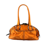 Prada Orange Satin Double Pocket Satchel Shoulder Bag