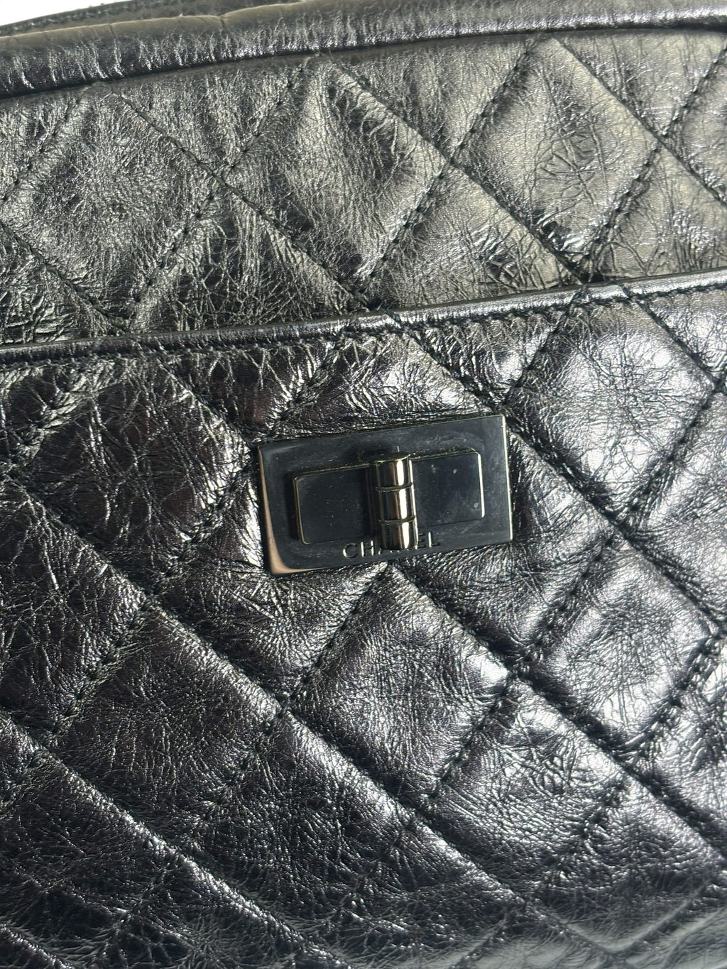 Chanel Metallic Black Quilted Calfskin Reissue Camera Case 2008