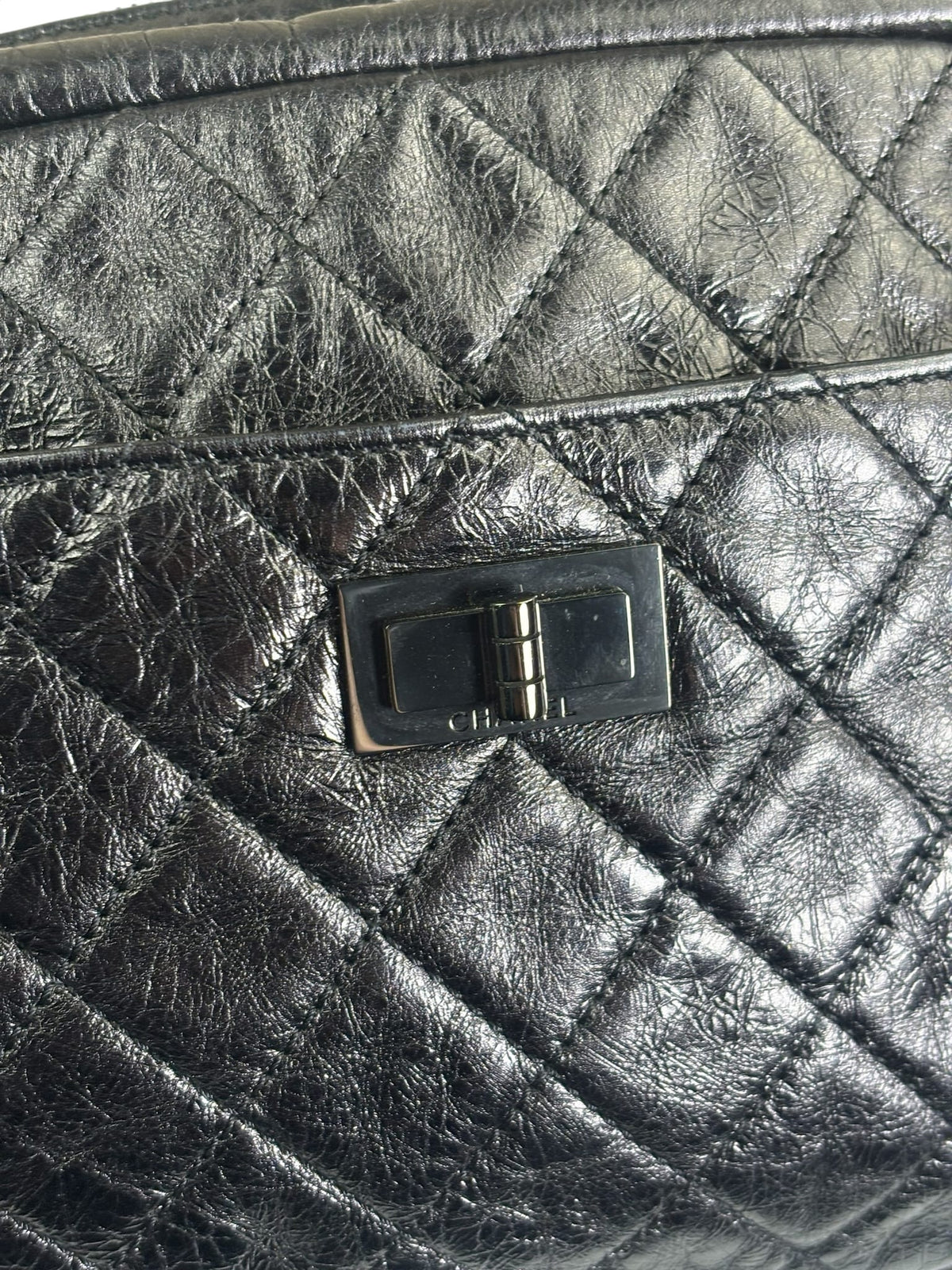 Chanel Metallic Black Quilted Calfskin Reissue Camera Case 2008