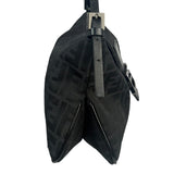 Fendi Black Leather Trim Zucca Mamma Baguette