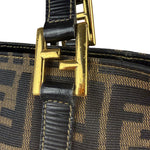 Fendi FF Black Leather Trim Zucca Mamma Pochette