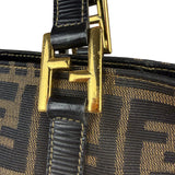 Fendi FF Black Leather Trim Zucca Mamma Pochette