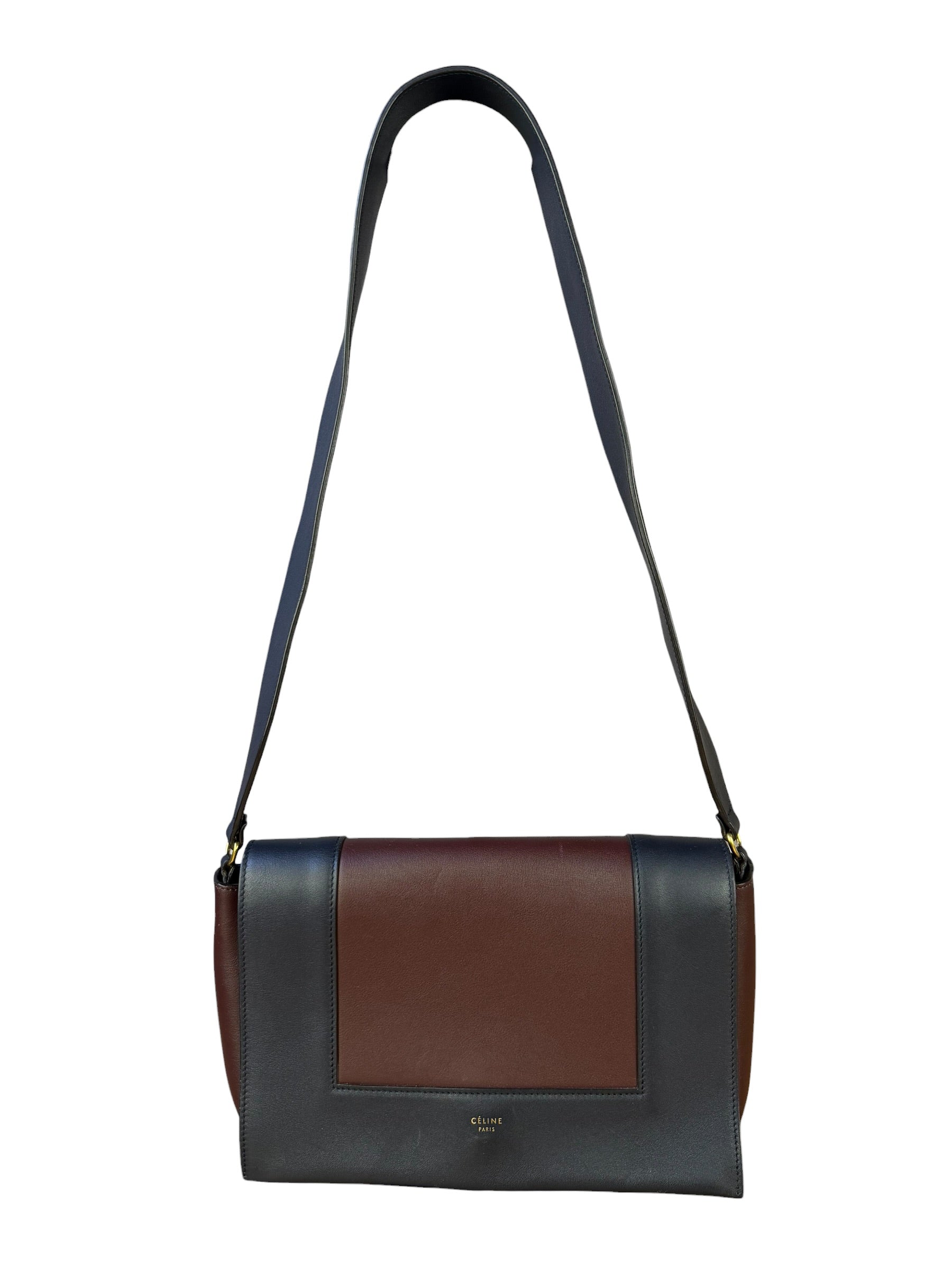 Celine Navy Blue/Burgundy Medium Frame Shoulder Bag