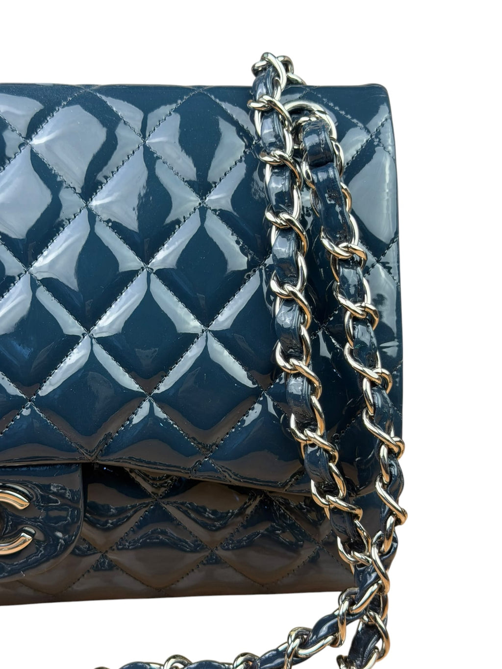 Chanel Dark Turquoise Patent Large Double Flap Bag 2010