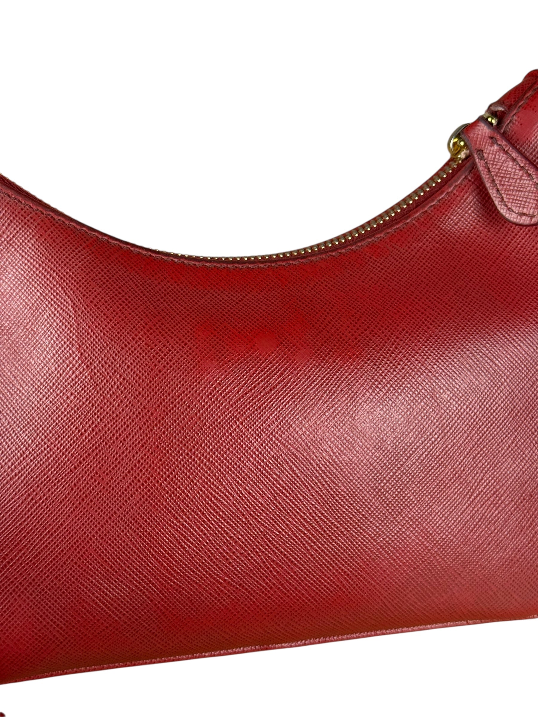 Prada Re-Edition Saffiano Leather Shoulder Bag Red