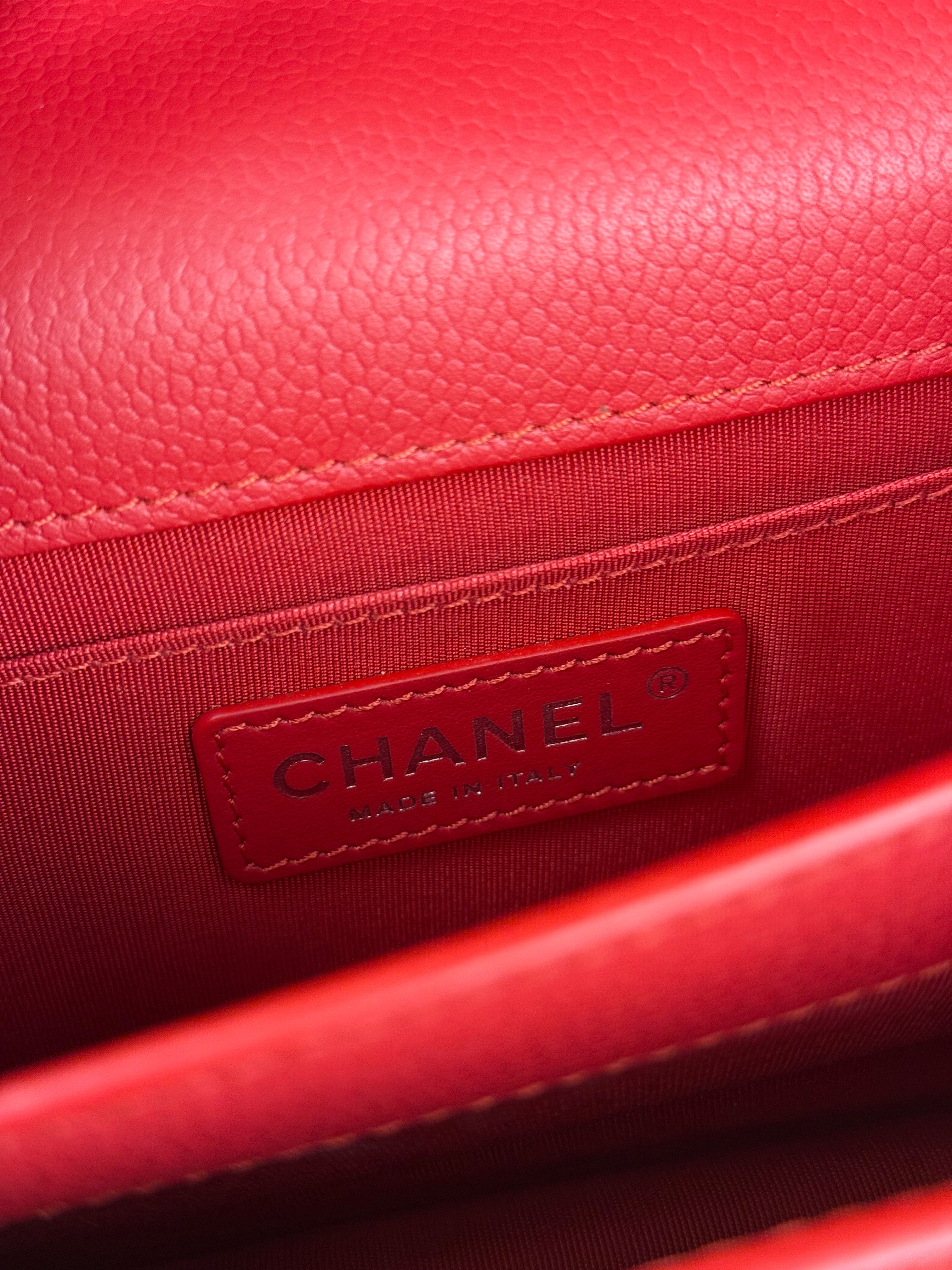 Chanel Red Calfskin Small Box Flap 2017