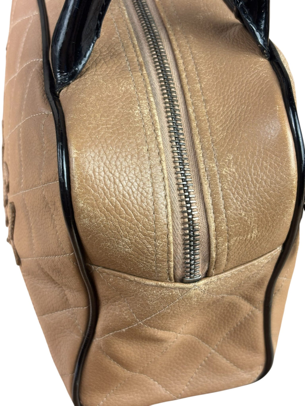Chanel Beige/Black Quilted Leather Small Boston Bag 2000