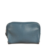 Hermes Blue Leather Cosmetic Pouch