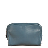 Hermes Blue Leather Cosmetic Pouch