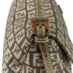 Fendi Brown/Metallic Gold Leather Trim Zucca Baguette