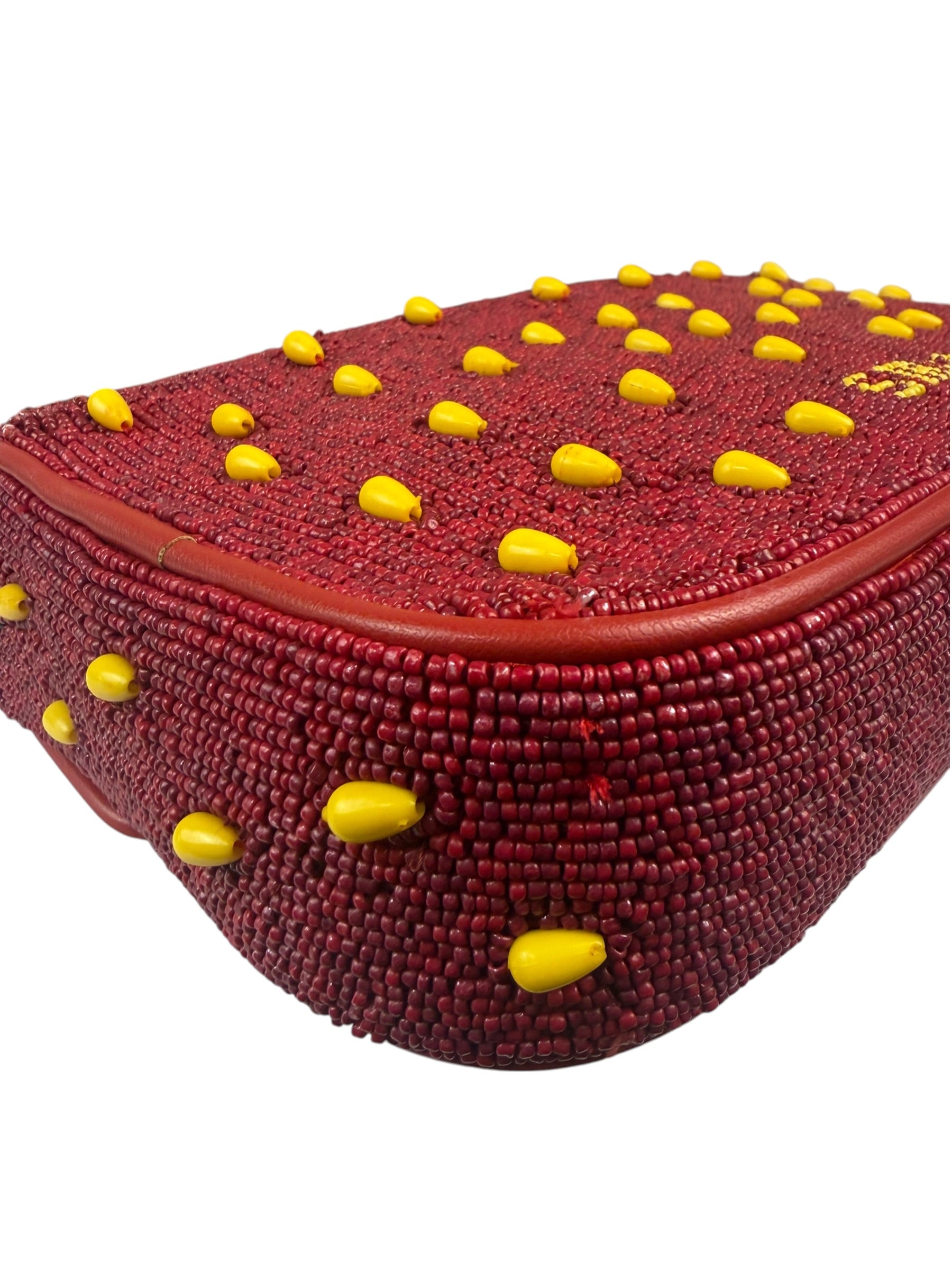 STAUD Strawberry Red Tommy Beaded Bag
