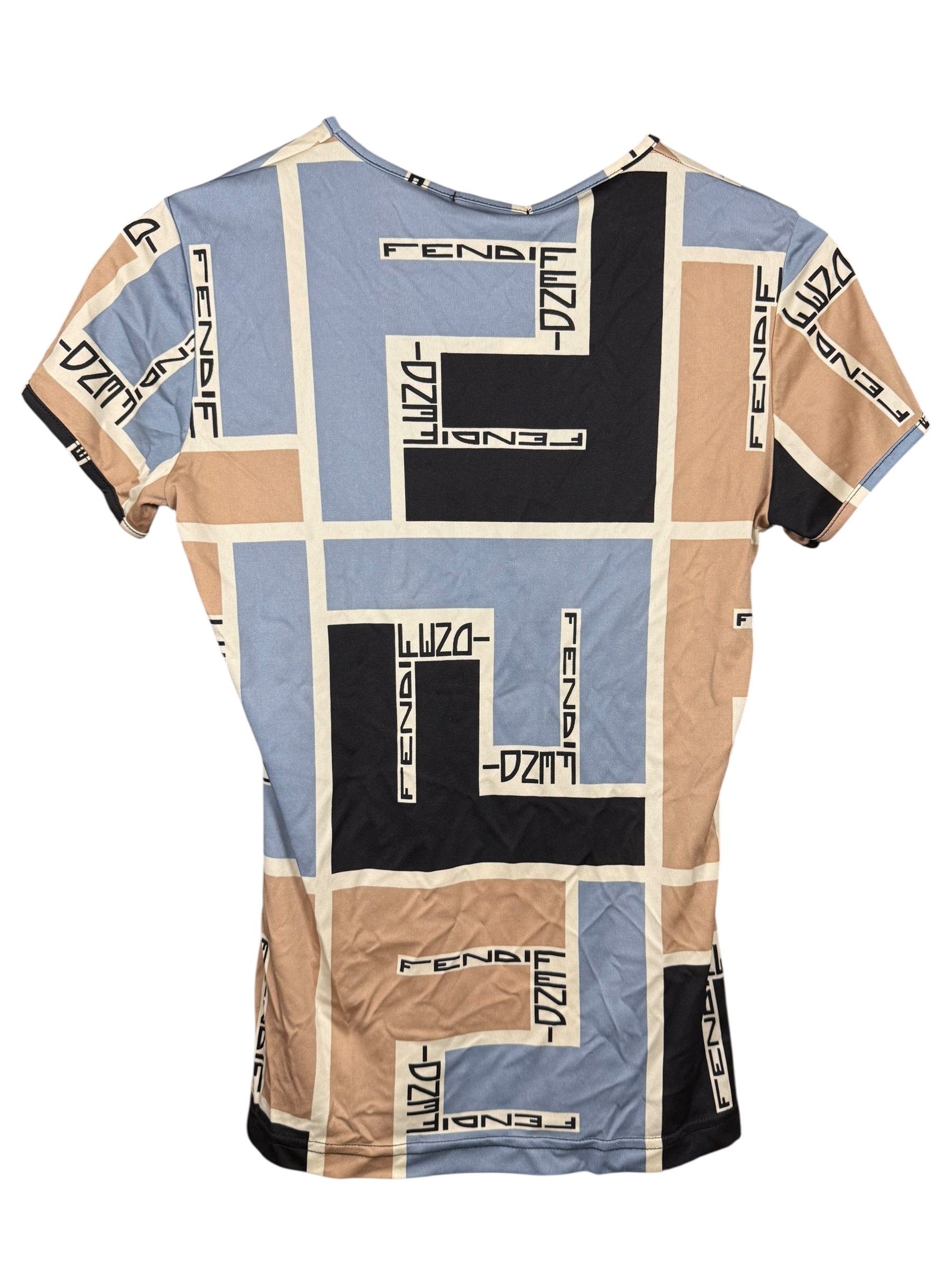 Fendi FF Logo Short Sleeve Top Blue