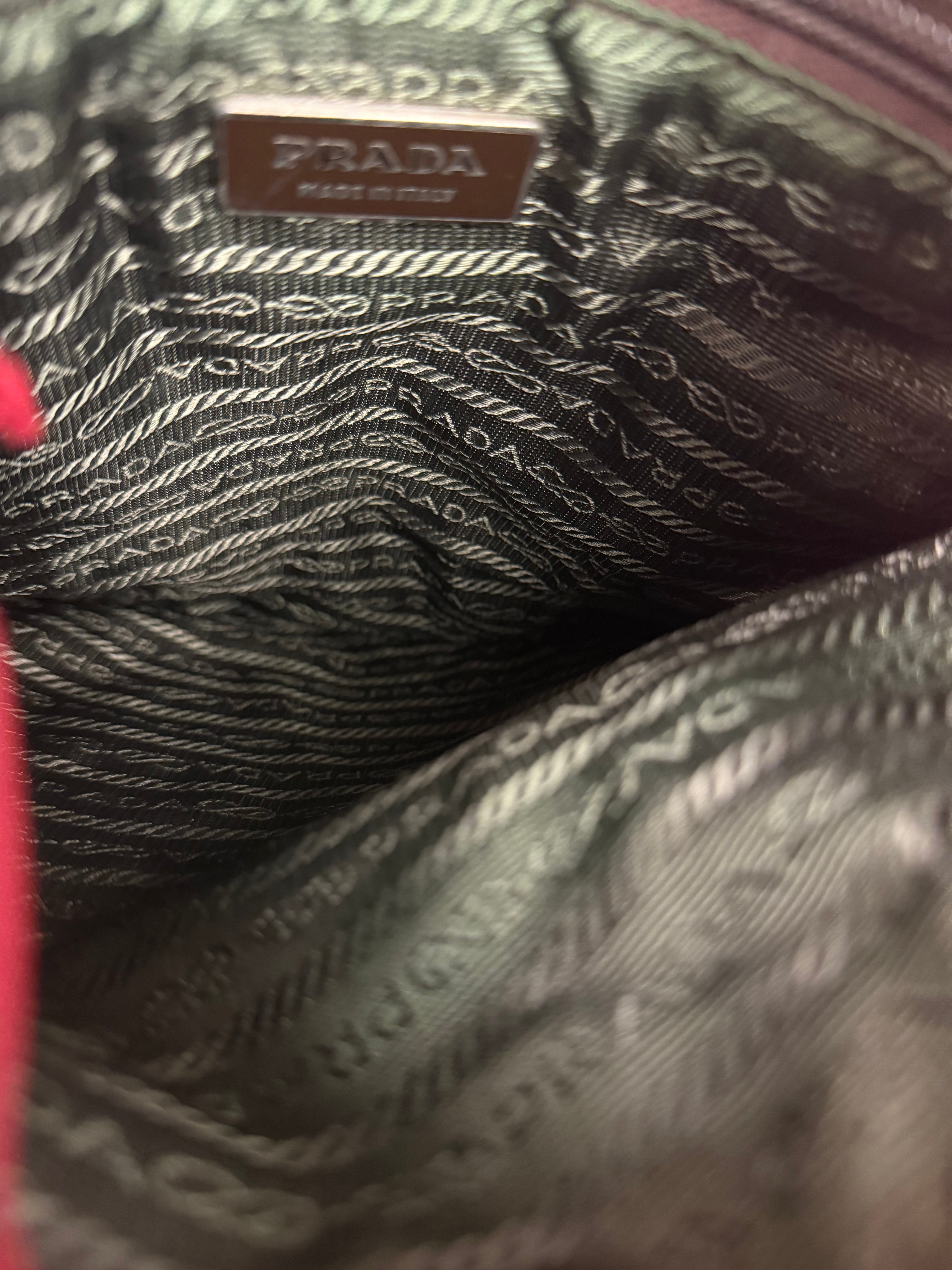 Prada Vintage Red Woven Tweed Zip Tote