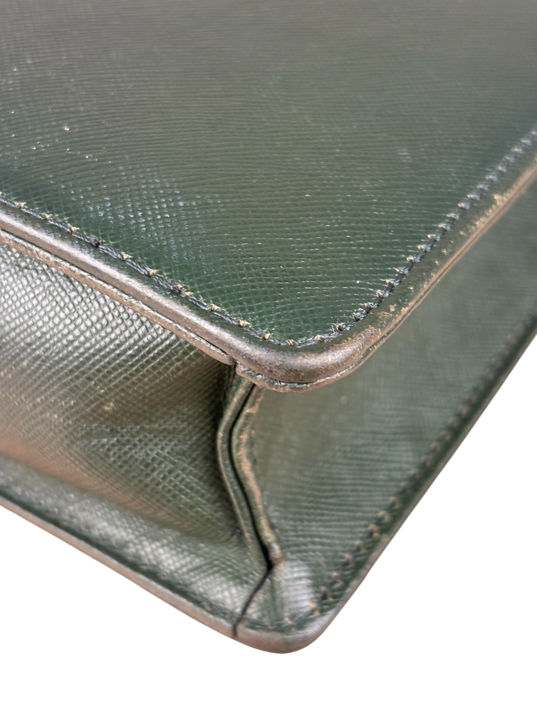 Burberry Dark Green Saffiano Leather Clutch