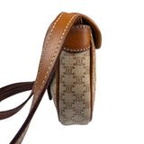 Celine Vintage Beige Leather Trim Macadam Mini Crossbody
