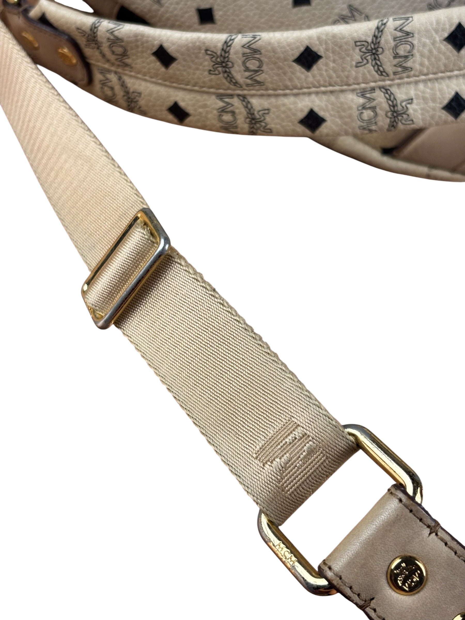 MCM Beige Leather Monogram Medium Stark Backpack