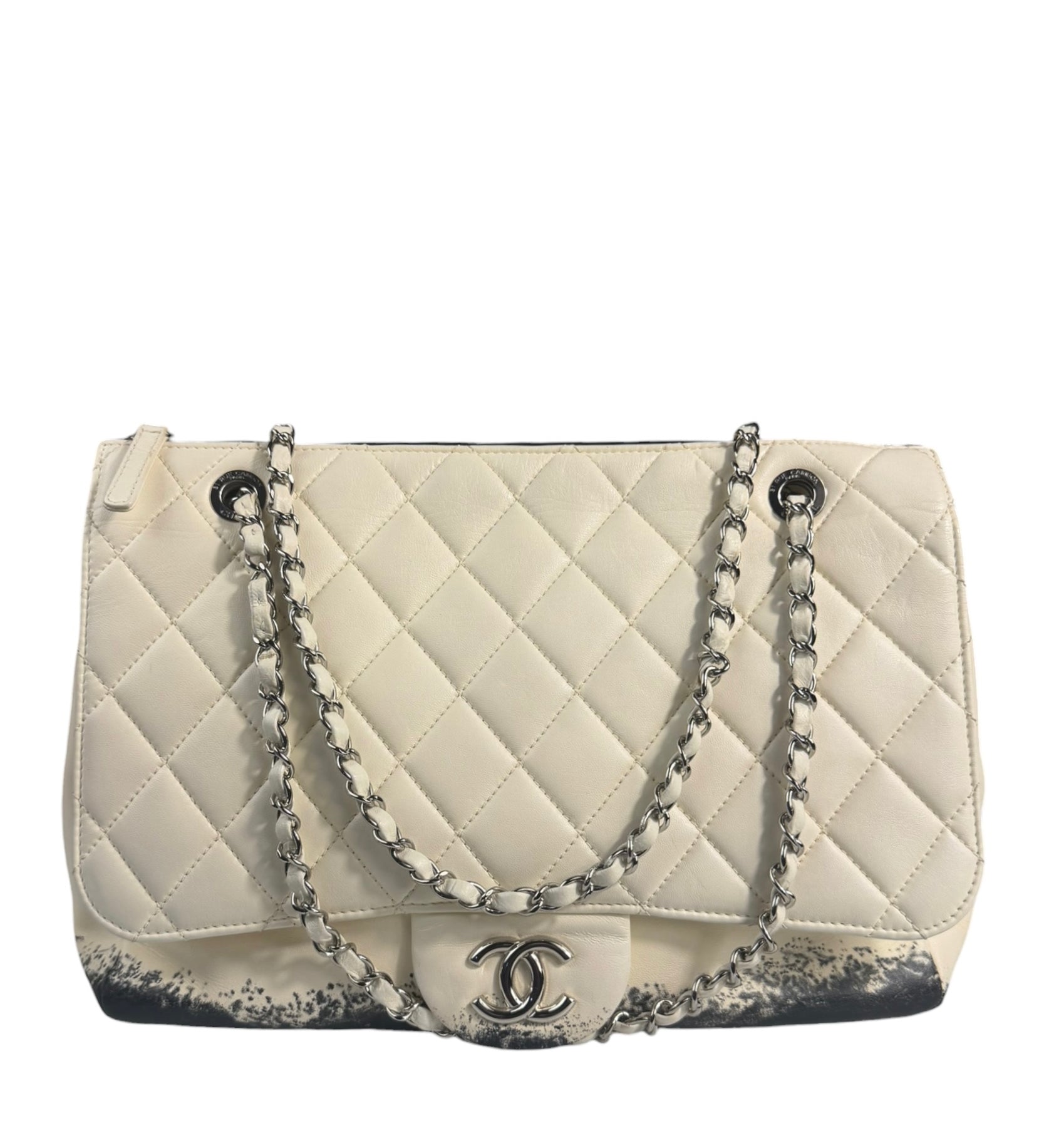 Chanel White Quilted Leather Blizzard Zip Flap-Shoulder Bag 2010