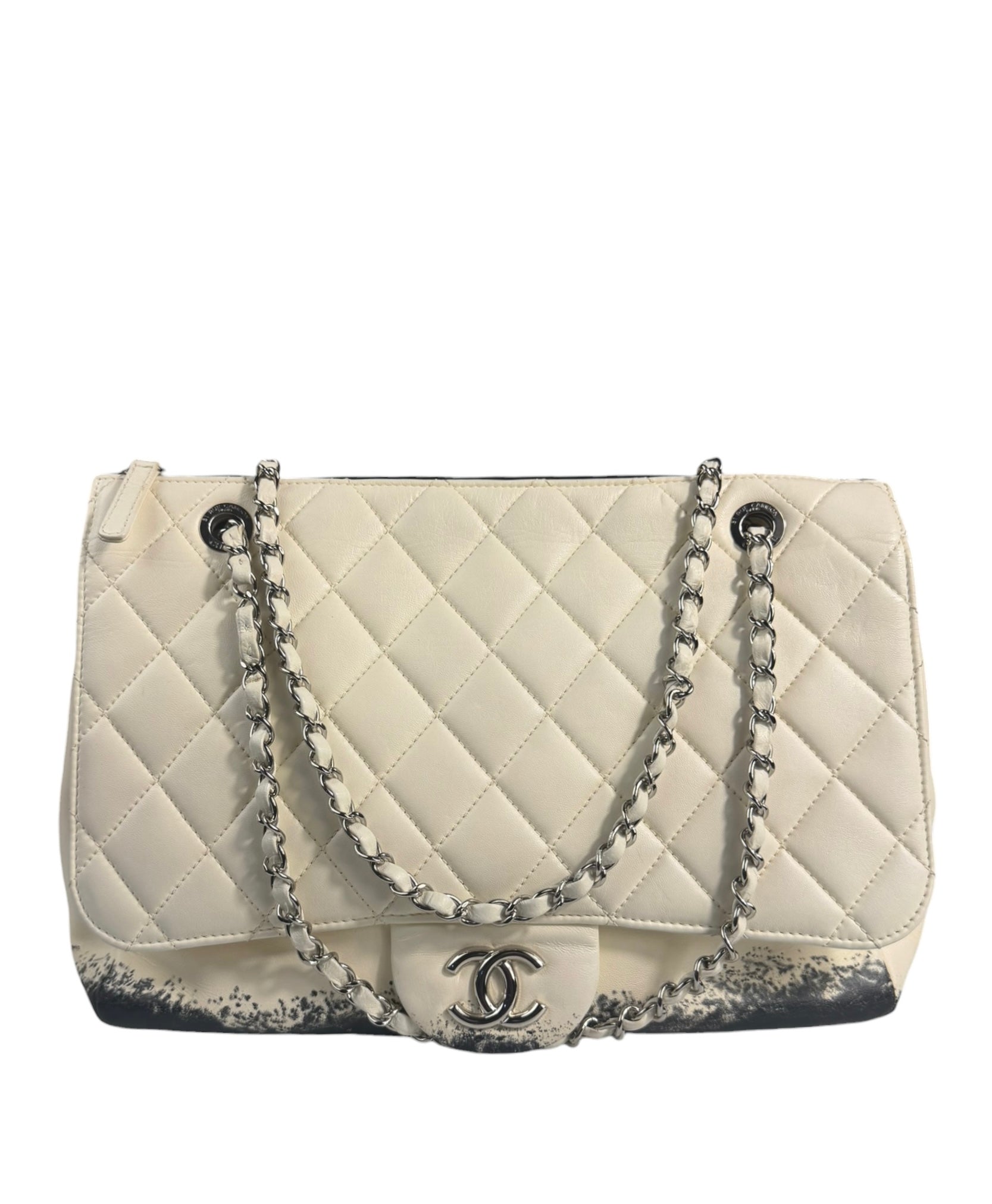 Chanel White Quilted Leather Blizzard Zip Flap-Shoulder Bag 2010