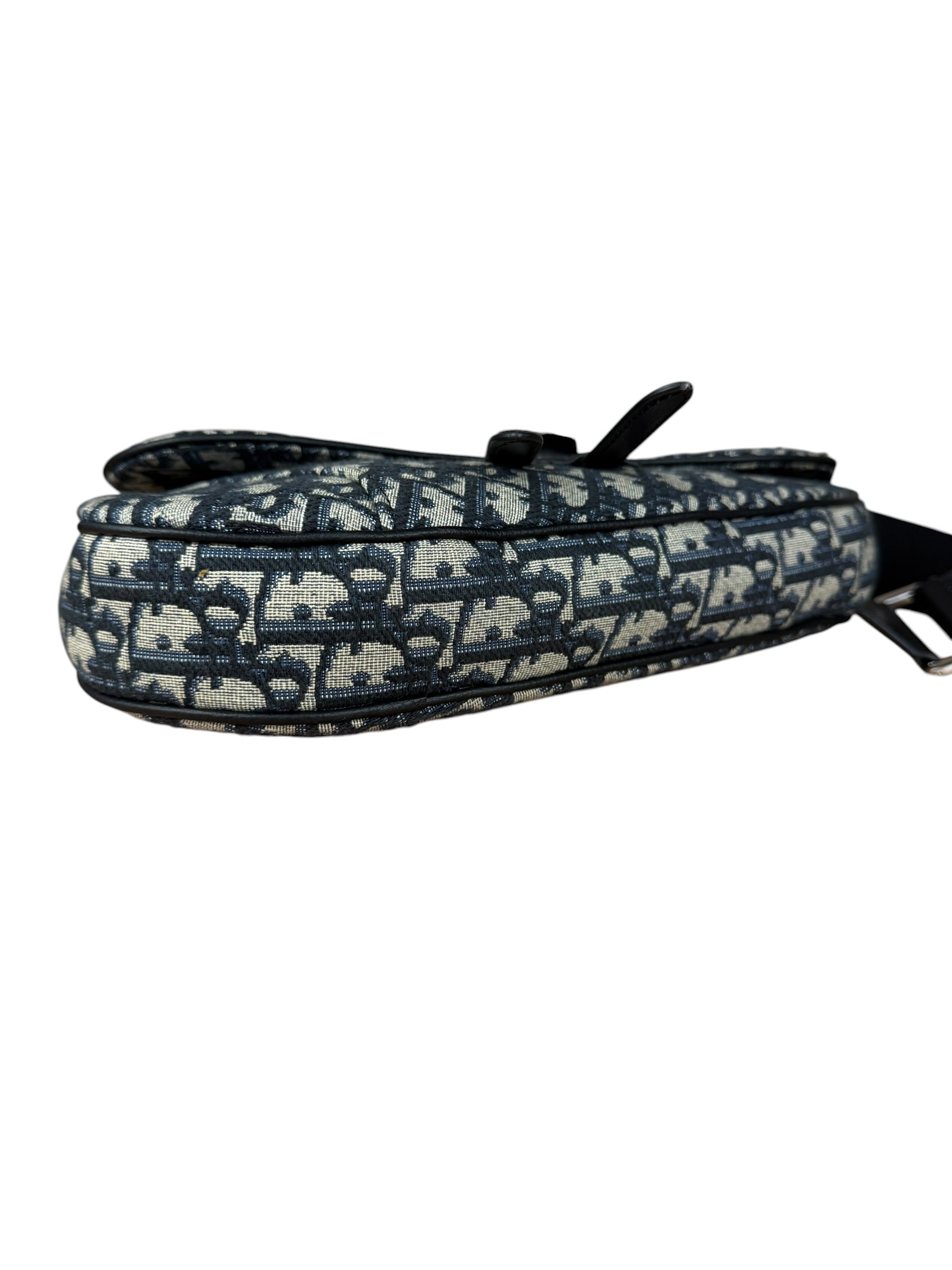 Christian Dior Navy Oblique Saddle Crossbody Bag