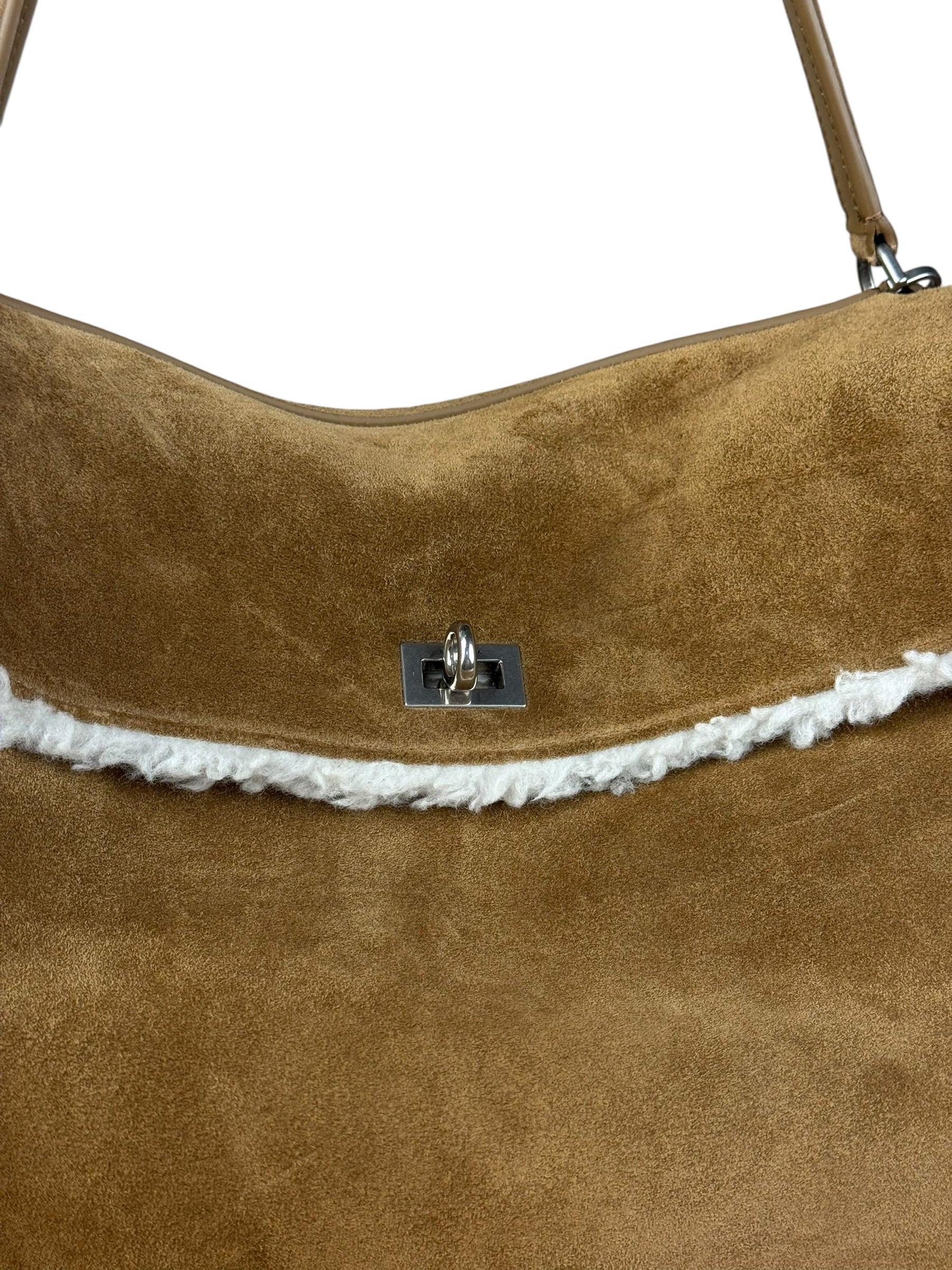 Balenciaga Rodeo Handbag Suede/Fleece Brown