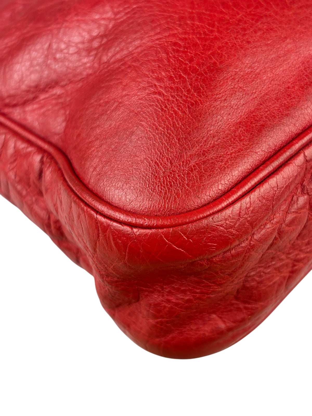 Balenciaga Red Lambskin Motor Cycle Crossbody Bag