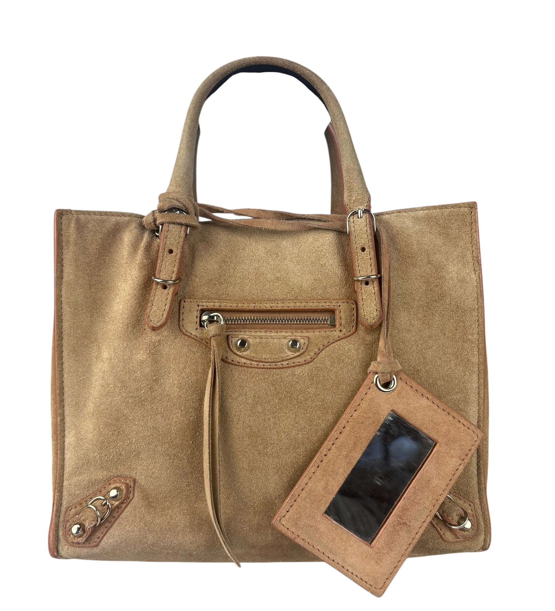 Balenciaga Brown Suede Mini Papier 2Way Handbag