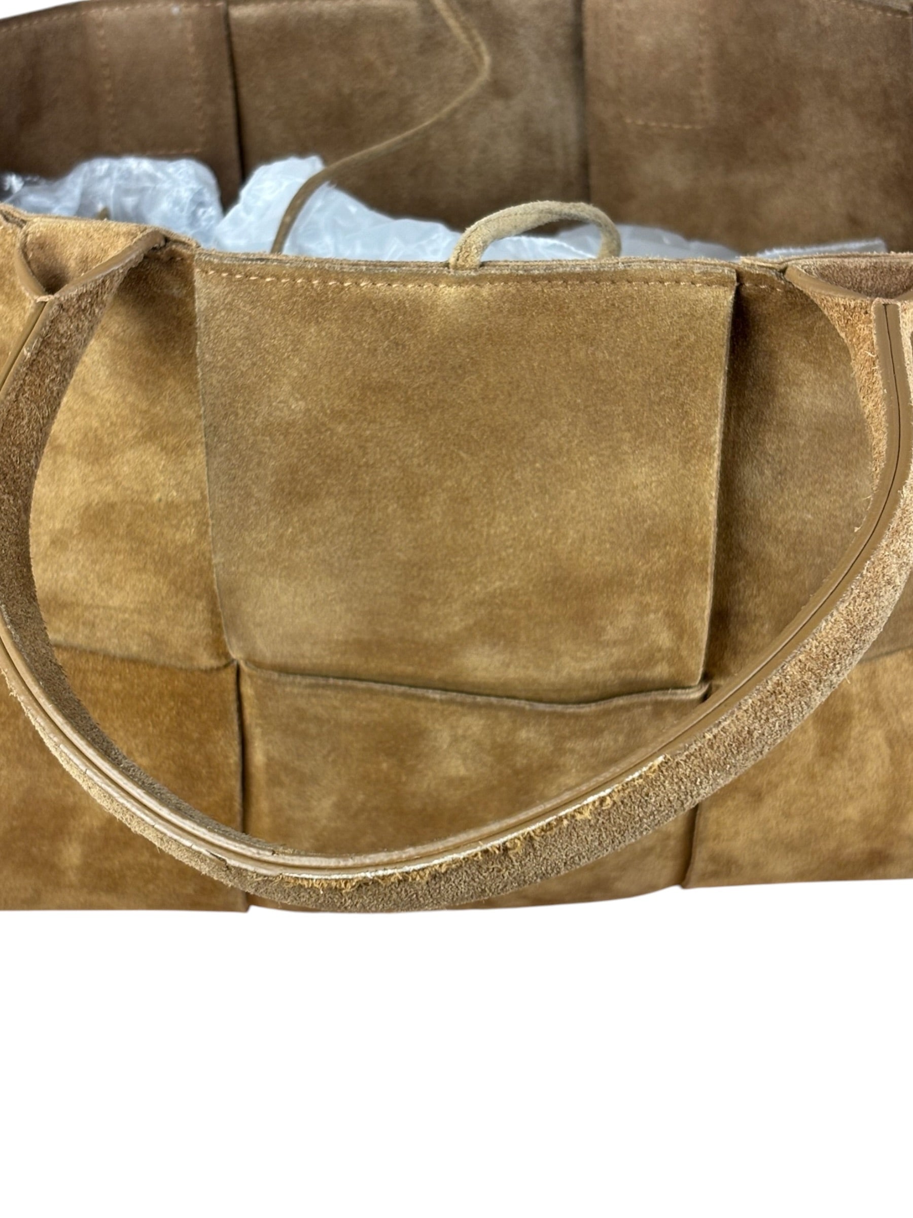 Bottega Veneta Brown Suede Maxi Intrecciato Arco Tote