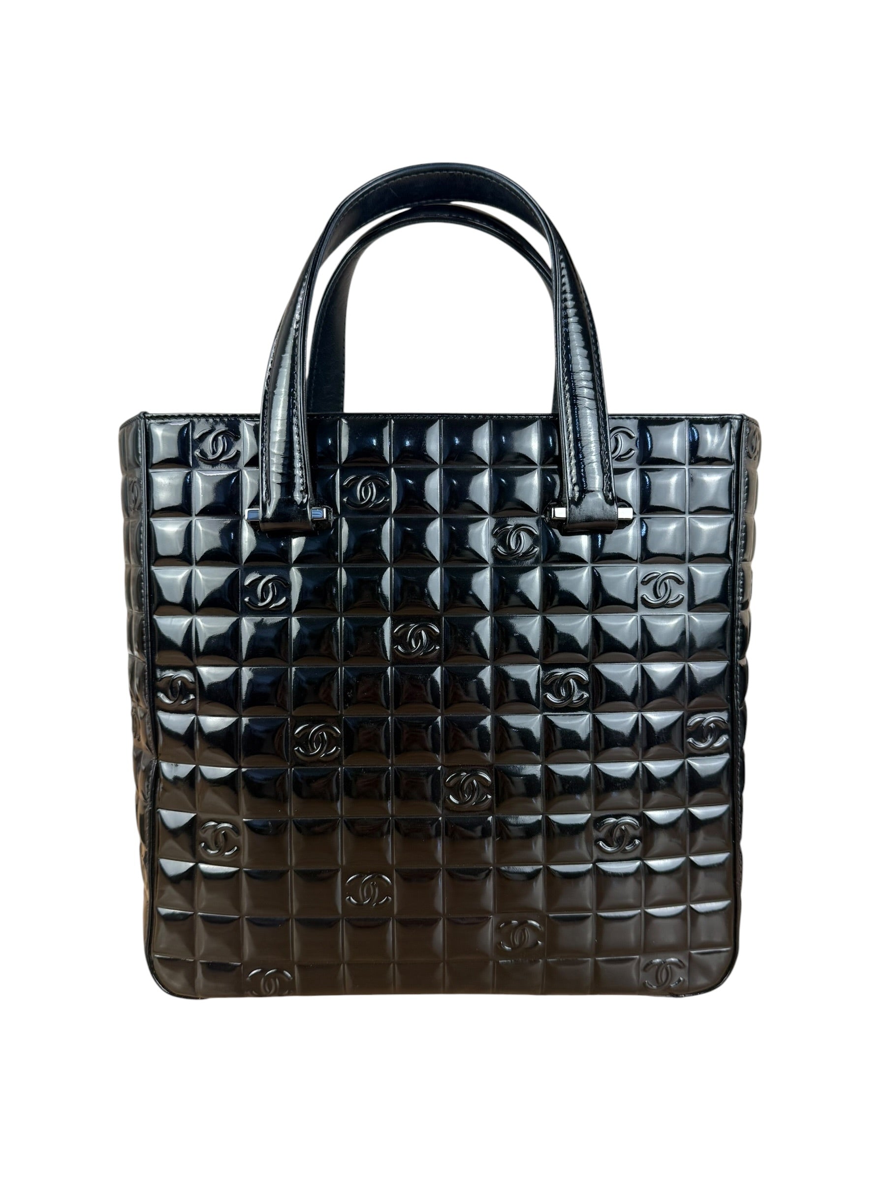 Chanel Black Patent Chocolate Bar Tote Bag 2002