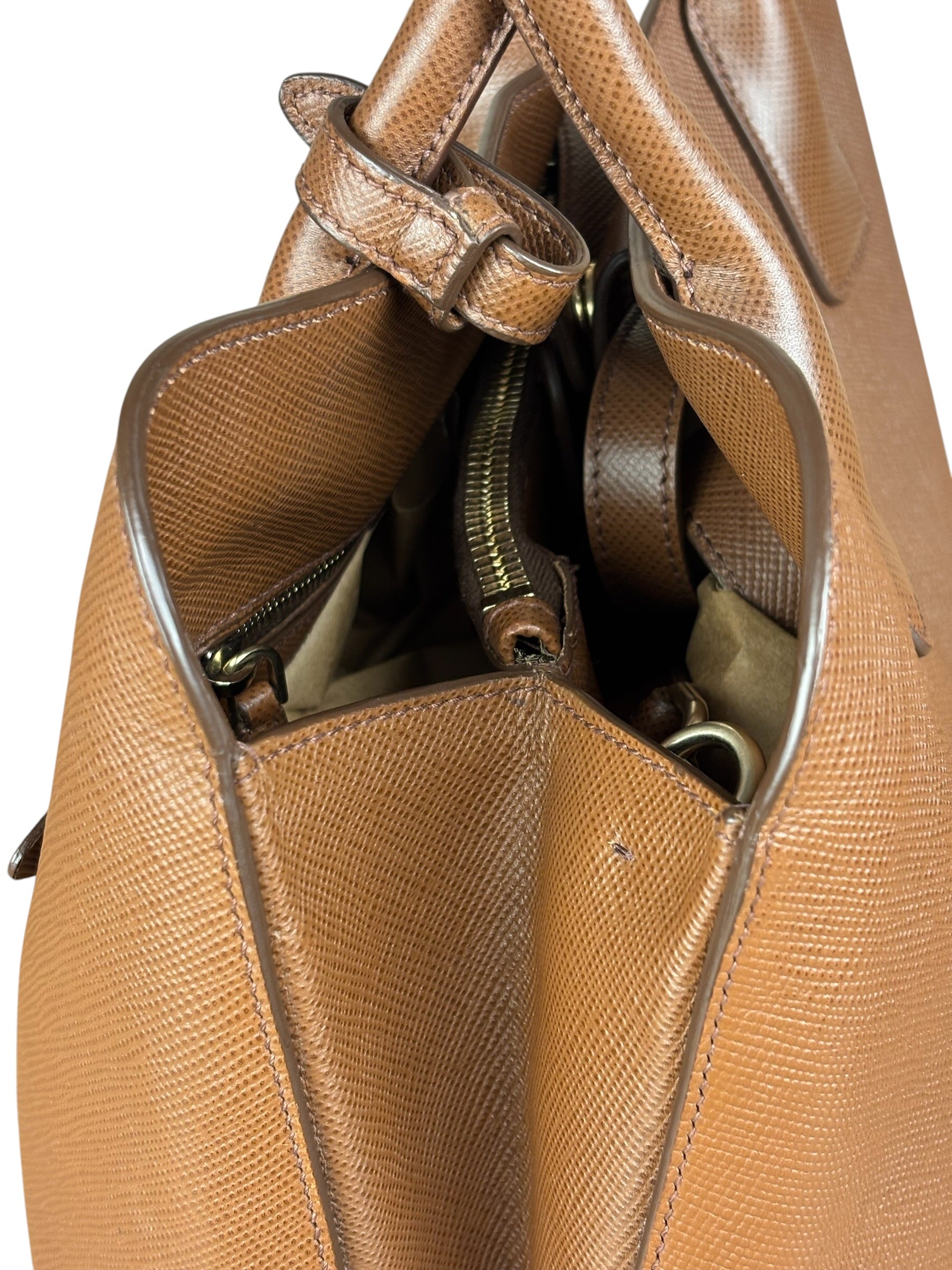 Prada Vintage Brown Leather Top Handle Bag