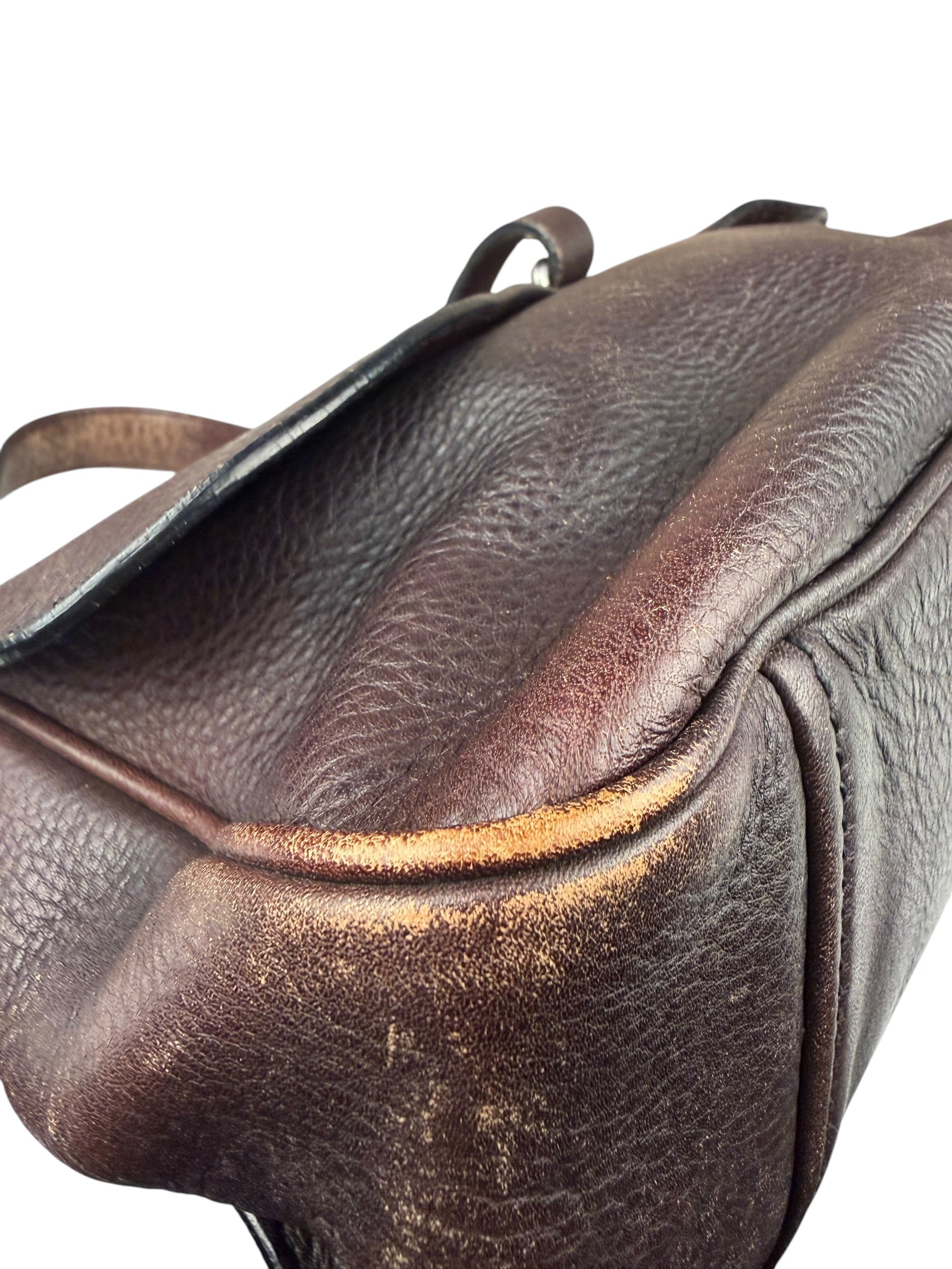 Prada Vintage Brown Leather Cervo Antik Messenger Bag