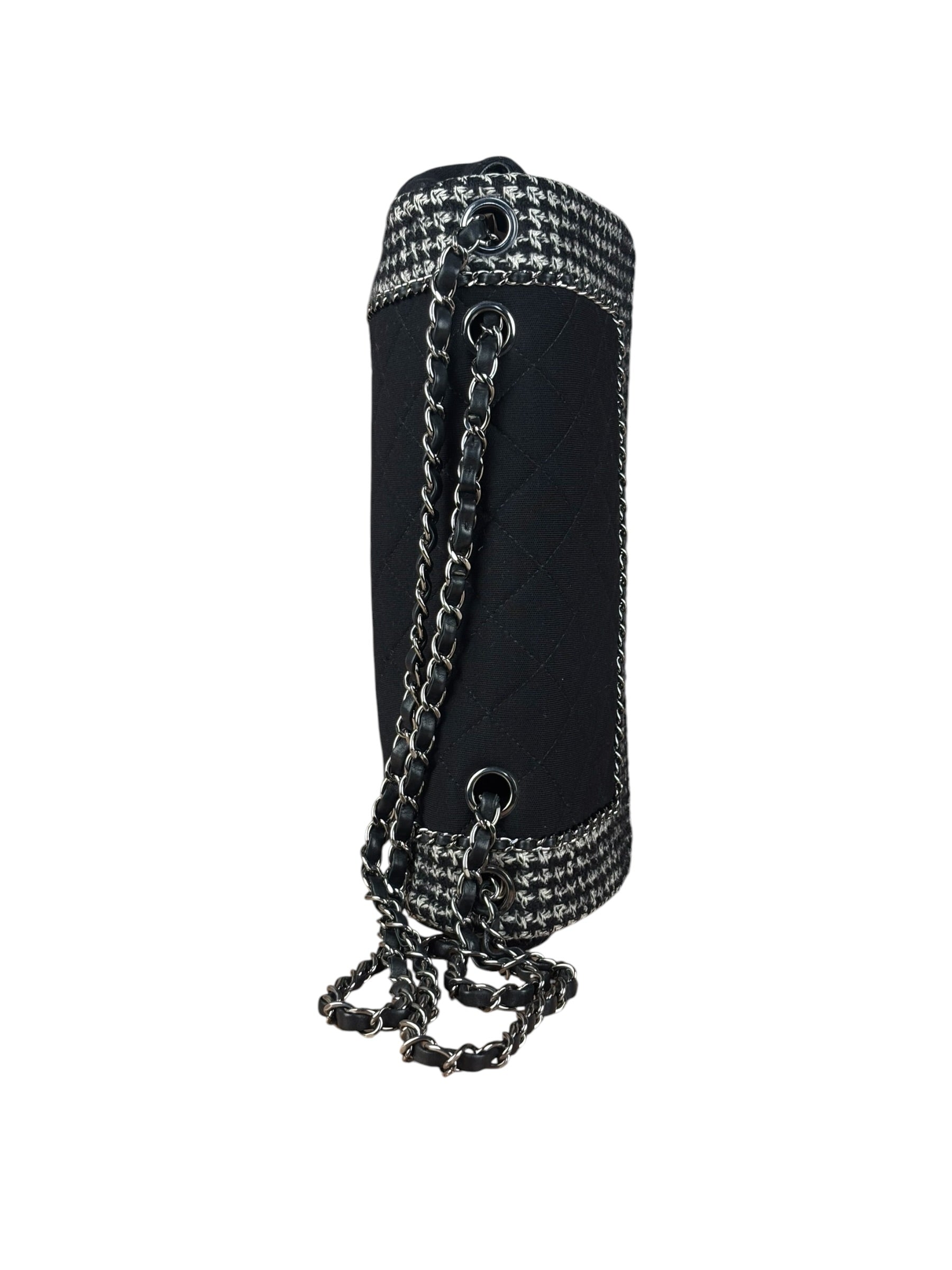 Chanel Black CC Quilted Jersey and Tweed Chain Flap Bag 2014