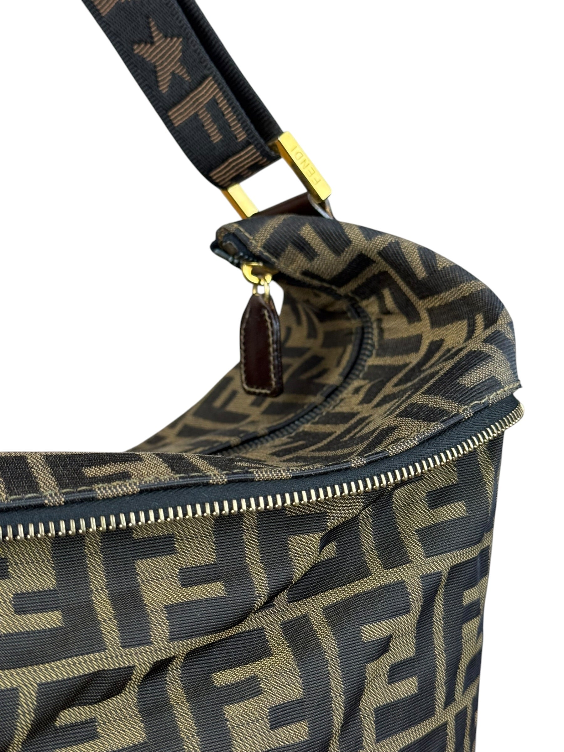 Fendi Vintage Zucca Canvas Collapsible Shoulder Bag