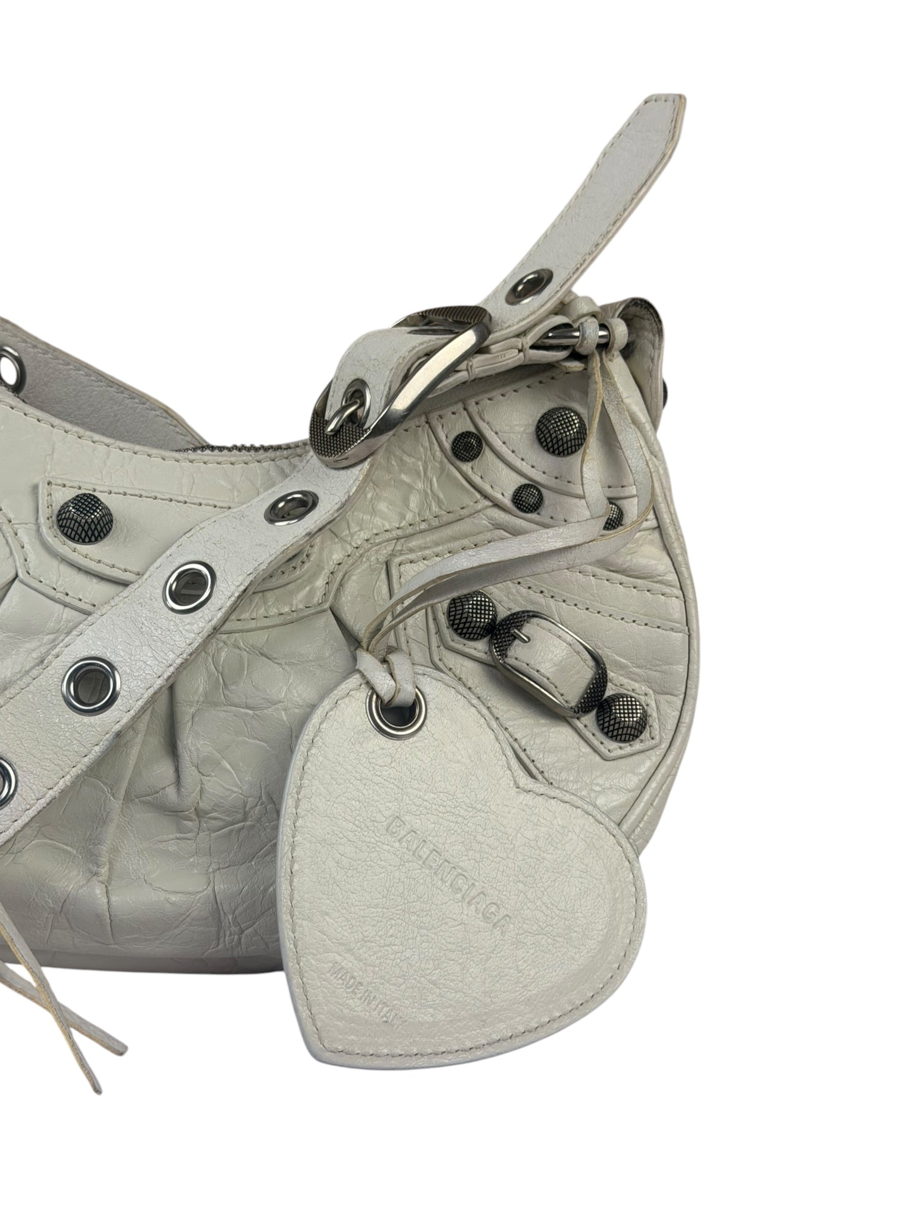 Balenciaga White Lambskin Le Cagole Shoulder Bag