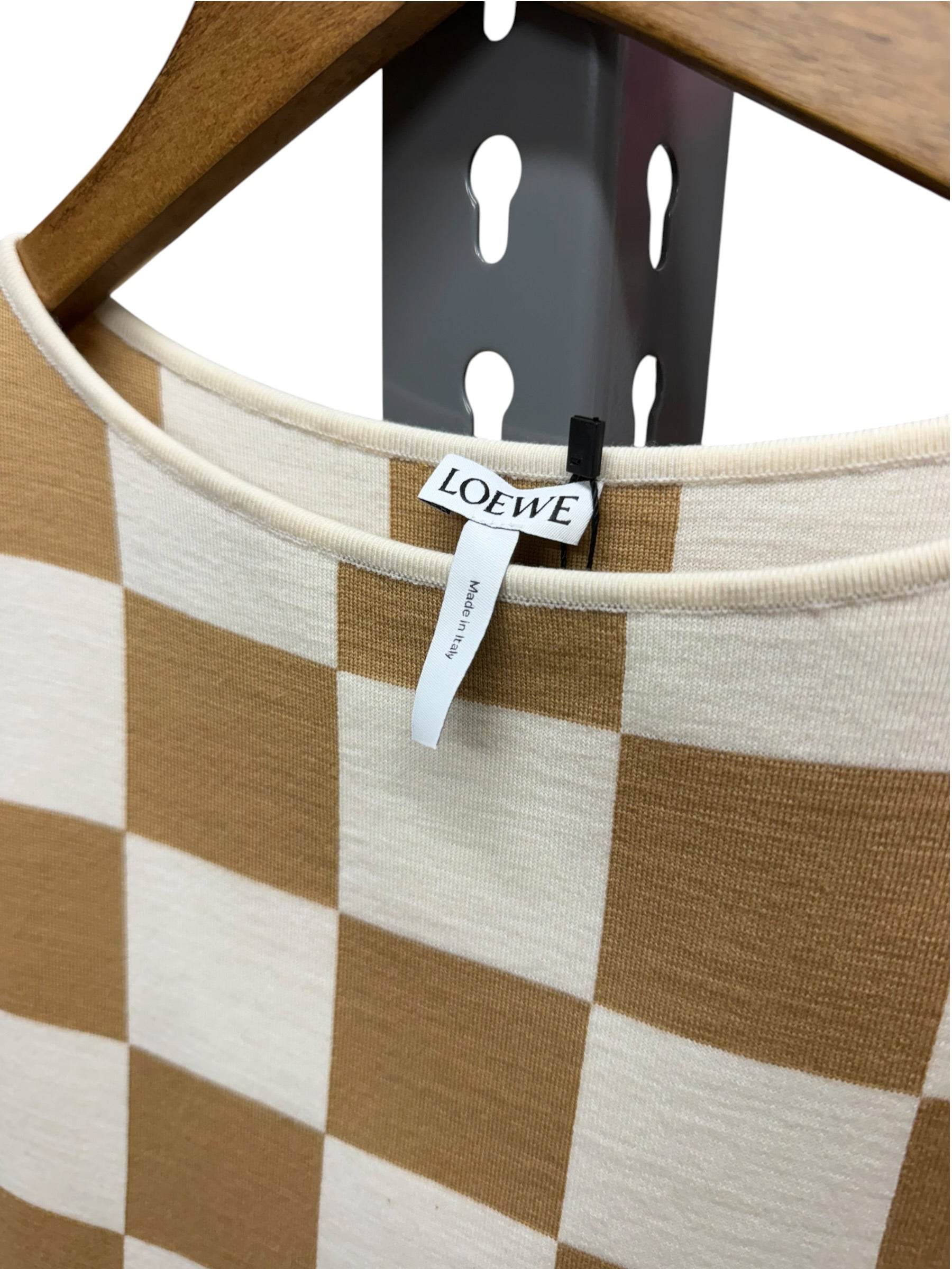 Loewe Wool Checkered Brown/Ivory Top