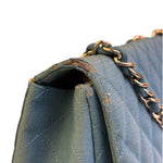 Chanel Teal Blue Jersey Large Flap Bag 2009