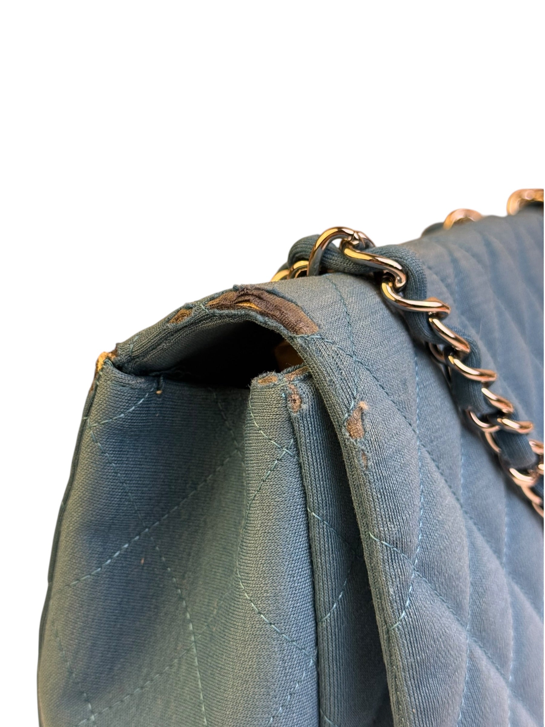 Chanel Teal Blue Jersey Large Flap Bag 2009