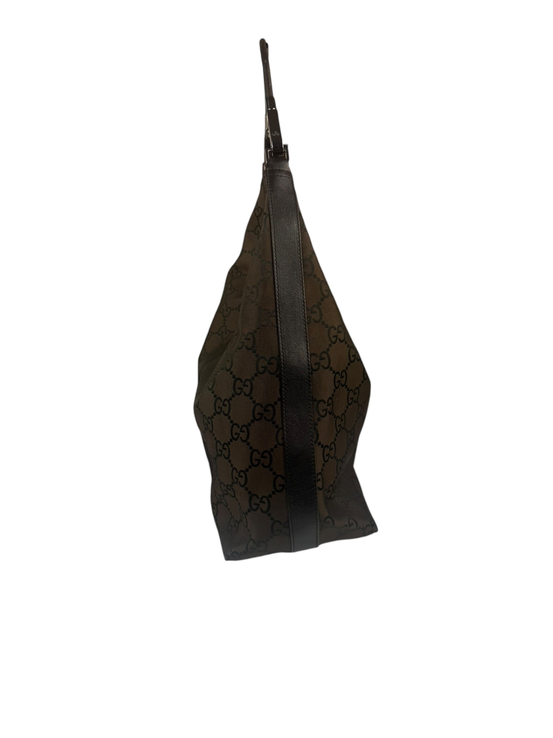 Gucci GG Monogram Brown Nylon Hobo Bag