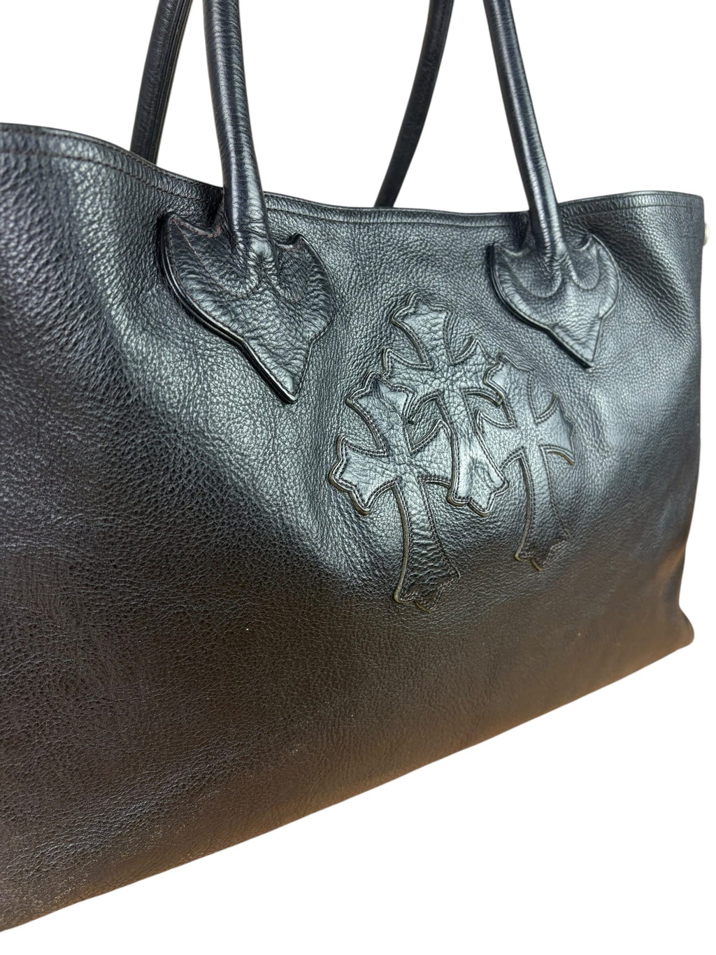Chrome Hearts Black Leather Large Tote