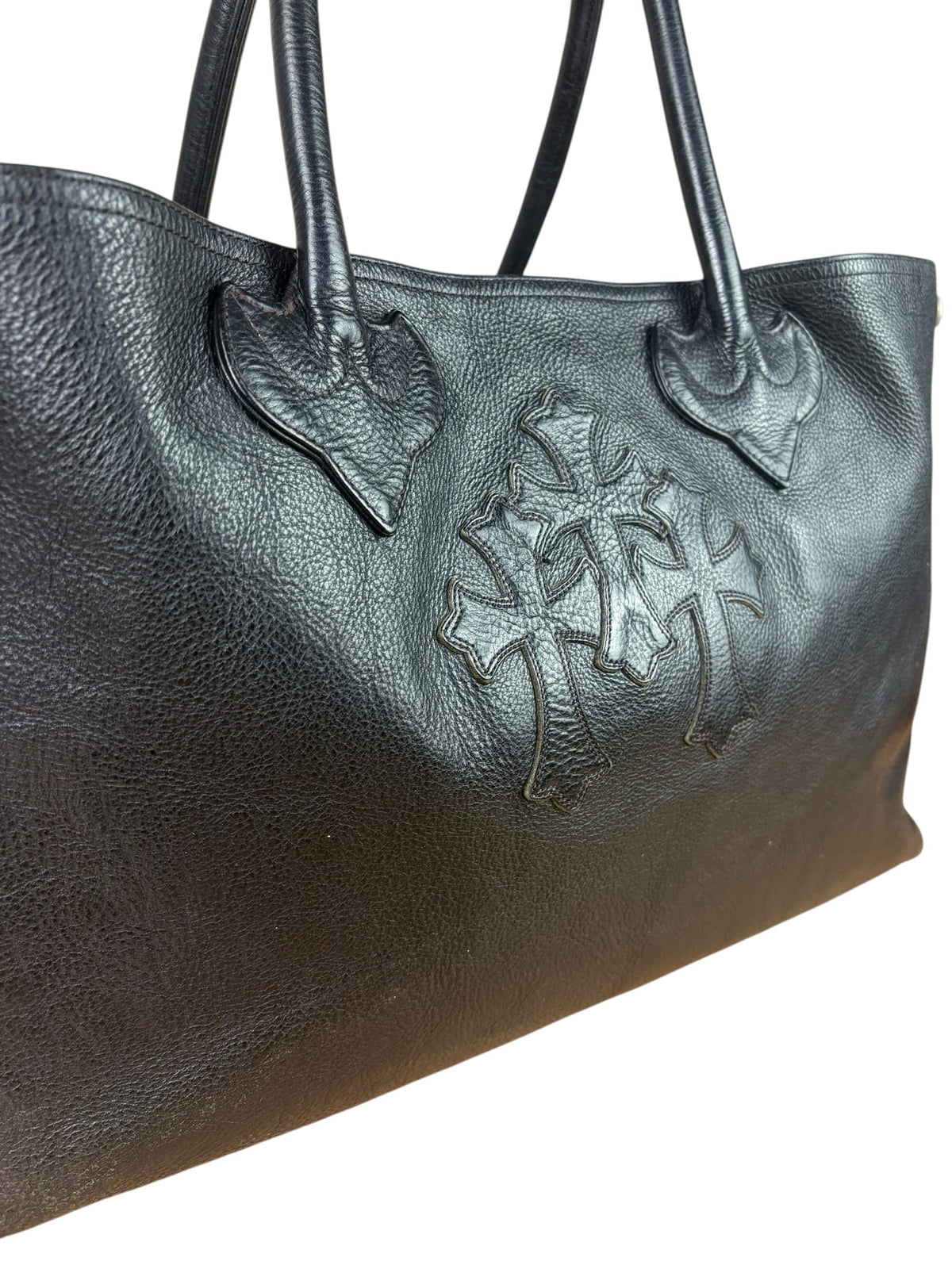 Chrome Hearts Black Leather Large Tote