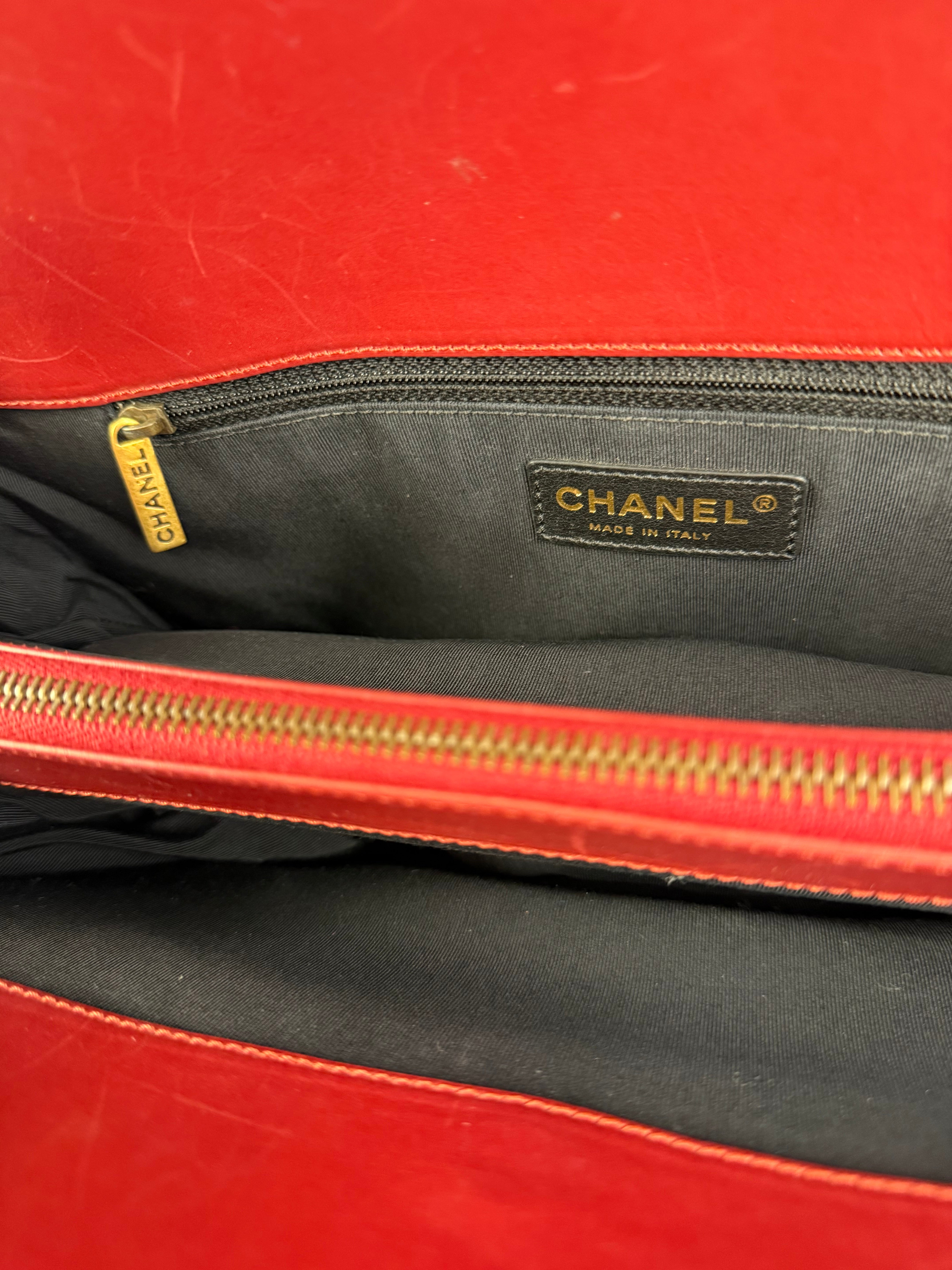 Chanel Red Leather Large Jetsetter Boy 2Way Handbag 2011