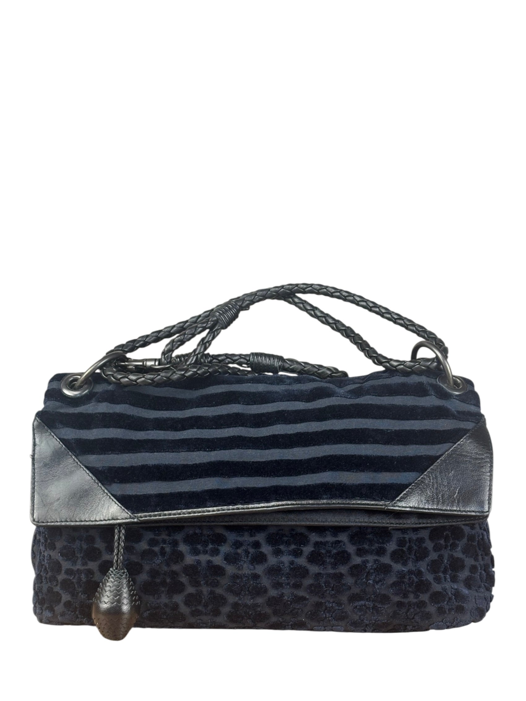 Bottega Veneta Vintage Blue Leopard Chenille Shoulder/Hand Bag