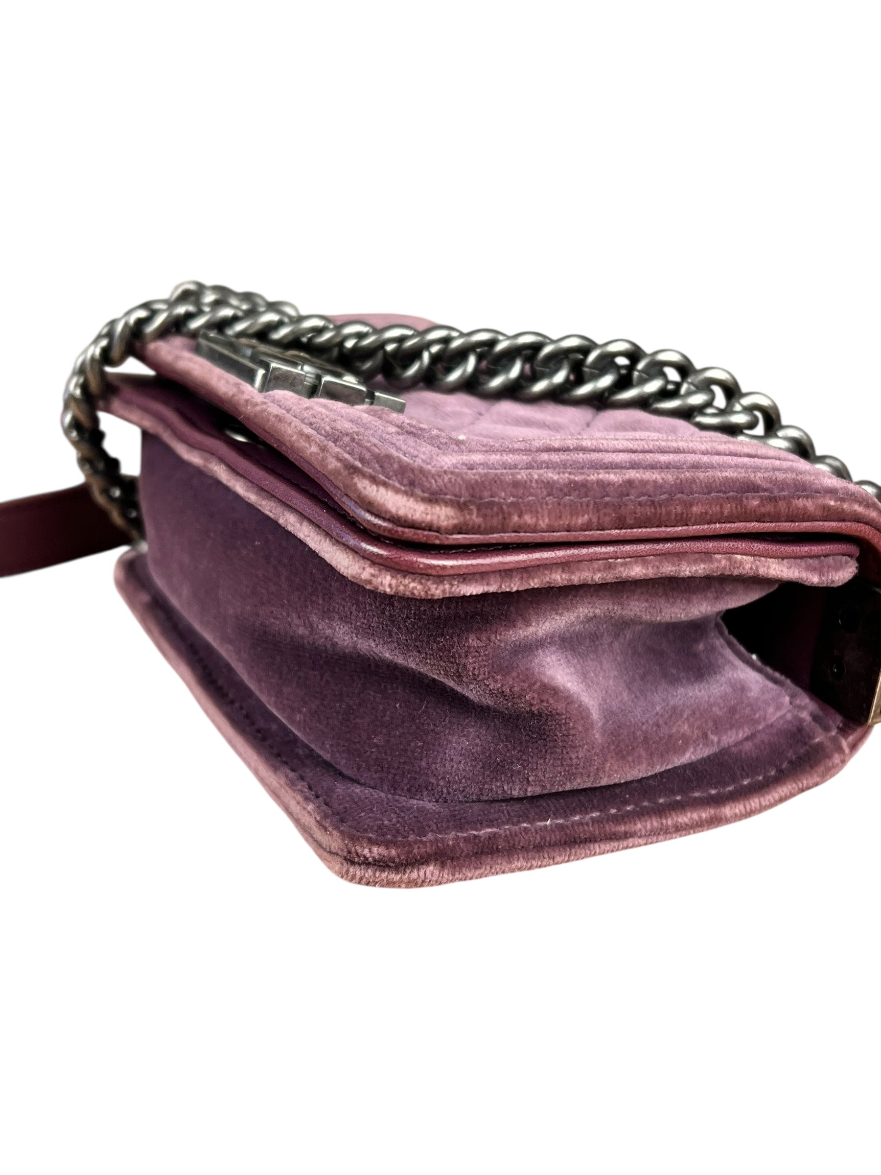 Chanel Purple Velvet Mini Boy Bag 2013