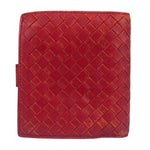 Bottega Veneta Red Leather Nappa Intercciato French Compact Wallet