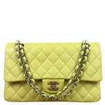 Chanel Yellow Neon Quilted Leather Classic Double Flap Bag 2010